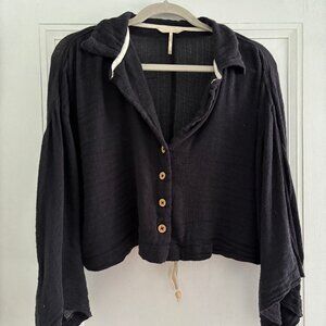 Free People Black Cropped Blouse X-Small